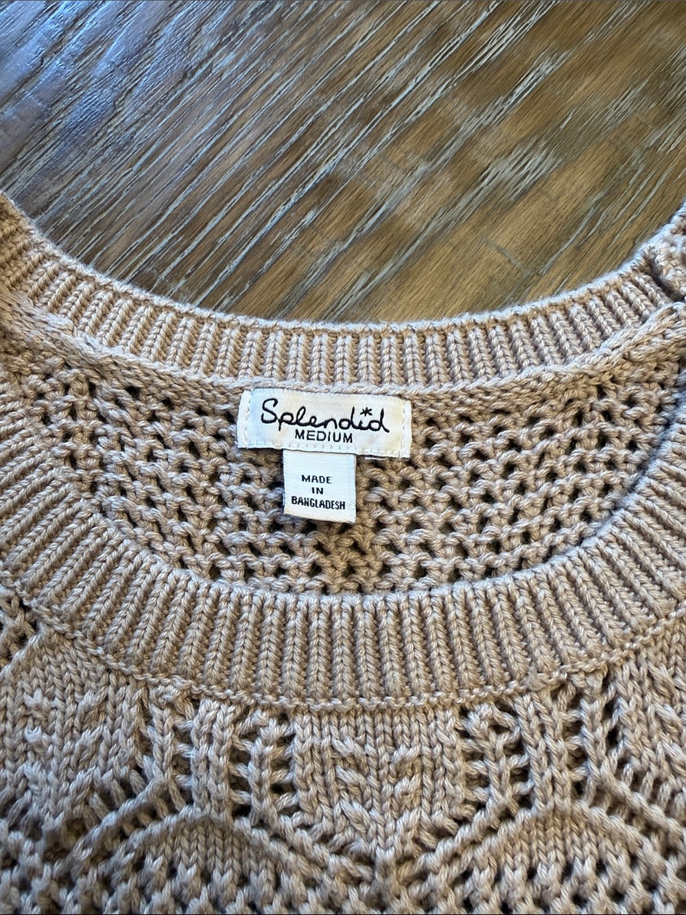 Splendid Crochet-Textured Sleeveless Knit Top - Beige - Picture 2 of 2